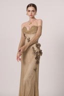 HAYTAN • Eternal Champagne Orchid Crystal Mermaid Gown