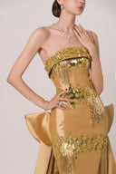 HAYTAN • Crown of Ambition Detachable Cathedral Gold Taffeta Train