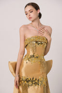 HAYTAN • Crown of Ambition Detachable Cathedral Gold Taffeta Train