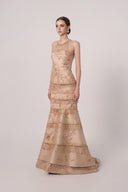 HAYTAN • Infinite Aurora Rose Taupe Hand-Embroidered Crystal Gown