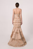 HAYTAN • Infinite Aurora Rose Taupe Hand-Embroidered Crystal Gown