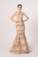 HAYTAN • Infinite Aurora Rose Taupe Hand-Embroidered Crystal Gown