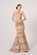 HAYTAN • Infinite Aurora Rose Taupe Embellished Couture Shawl