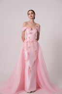 HAYTAN • Blush Pink Devotion Tulle Detachable Train