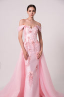 HAYTAN • Blush Pink Devotion Tulle Detachable Train