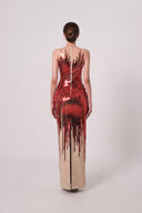 HAYTAN • Ruby Red Passion Crystal Cascade Gown