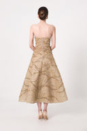 HAYTAN • Mirage Desire Gilded Mocha Strapless Embellished Midi Dress