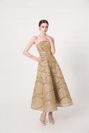 HAYTAN • Mirage Desire Gilded Mocha Strapless Embellished Midi Dress
