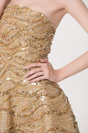 HAYTAN • Mirage Desire Gilded Mocha Strapless Embellished Midi Dress