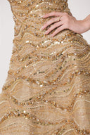 HAYTAN • Mirage Desire Gilded Mocha Strapless Embellished Midi Dress