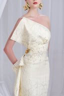 DO LONG • Massey White One-Shoulder Sheath Midi Dress