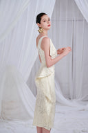 DO LONG • Massey White One-Shoulder Sheath Midi Dress