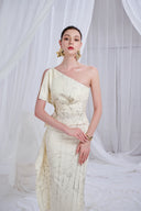 DO LONG • Massey White One-Shoulder Sheath Midi Dress