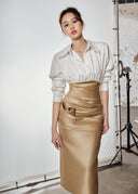 DO LONG • Rose Haze Champagne Midi Dress