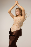 21SIX • Ilyana Royal Silk & Tulle 3D Floral Embellished Gown