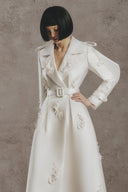 Seren Embellished Waist-Cinched Taffeta Midi Mantle Coat for women, from WHITE PLAN, The Viet Concept 
