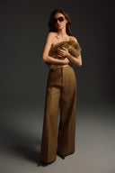 KEIRA TONG • Minimal Straight-Leg Concealed Khaki Wide-Leg Pants