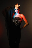 Vesper Gilded Lace Sequin Mesh Sculpted Train Dress for women, from SORAMAME, The Viet Concept
