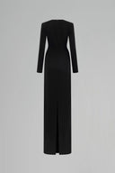 Crimson Noir Draped Crepe Taffeta Column Evening Gown for women, from IHF ATELIER, The Viet Concept 