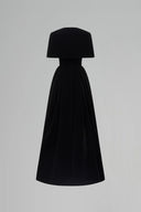 Veloura Gold Black Velvet A-Line Cape Evening Gown for women, from IHF ATELIER, The Viet Concept 