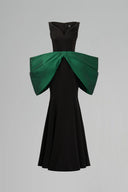 Noir Sculpted Mermaid Crepe Gown With Statement Bow for women, from IHF ATELIER, The Viet Concept 