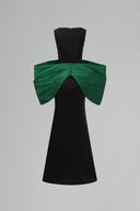 Noir Sculpted Mermaid Crepe Gown With Statement Bow for women, from IHF ATELIER, The Viet Concept 