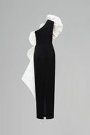 Monochrome One-Shoulder Draped Rose Crepe Column Gown for women, from IHF ATELIER, The Viet Concept 