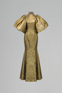 Aurielle Dark Gold Metallic Silk Turtleneck Mermaid Gown for women, from IHF ATELIER, The Viet Concept 