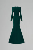 Emerald Crystal V-Neck Long Sleeve Mermaid Gown for women, from IHF ATELIER, The Viet Concept 