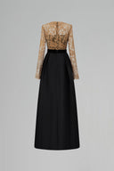 Aurélia Gold Black Lace Taffeta A-Line Evening Gown for women, from IHF ATELIER, The Viet Concept 
