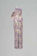 Aurielle Purple Gold Metallic Jacquard Draped Bustier Gown for women, from IHF ATELIER, The Viet Concept 