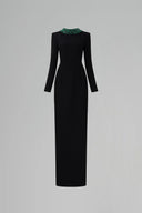 Noir Sculpted Scuba Crystal Embellished Column Gown for women, from IHF ATELIER, The Viet Concept 