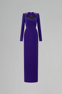 Queen Anne Neck Crystal Draped Column Gown for women, from IHF ATELIER, The Viet Concept 