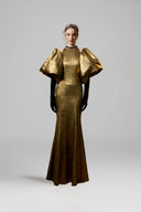 Aurielle Dark Gold Metallic Silk Turtleneck Mermaid Gown for women, from IHF ATELIER, The Viet Concept 