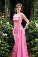 Blush Shimmer Silk Mermaid Gown Off-Shoulder Bustier Couture Dress for women, from IHF ATELIER, The Viet Concept 