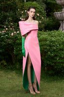 Pastel Pink Mermaid Evening Gown with Bustier & Draped Mullet Skirt for women, from IHF ATERLIER, The Viet Concept 