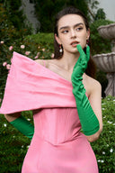 Pastel Pink Mermaid Evening Gown with Bustier & Draped Mullet Skirt for women, from IHF ATERLIER, The Viet Concept 