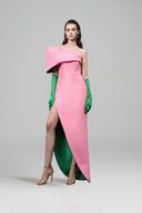Pastel Pink Mermaid Evening Gown with Bustier & Draped Mullet Skirt for women, from IHF ATERLIER, The Viet Concept 