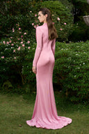 Pastel Pink High Neck Mermaid Evening Gown With Twisted Waist Elegance for women, from IHF ATELIER, The Viet Concept 