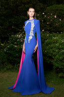 Cobalt Blue Royal Mermaid Evening Gown With Slit Sleeves for women, from IHF ATELIER, The Viet Concept 