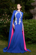 Cobalt Blue Royal Mermaid Evening Gown With Slit Sleeves for women, from IHF ATELIER, The Viet Concept 