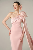One-Shoulder Crepe Column Gown With Draped Rose for women, from IHF ATELIER, The Viet Concept 
