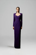 Queen Anne Neck Crystal Draped Column Gown for women, from IHF ATELIER, The Viet Concept 
