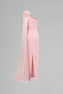 One-Shoulder Crepe Column Gown With Draped Rose for women, from IHF ATELIER, The Viet Concept 