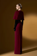Crimson Crystal Raglan Sleeve Column Evening Gown for women, from IHF ATELIER, The Viet Concept 