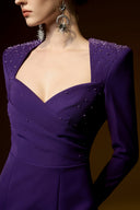 Queen Anne Neck Crystal Draped Column Gown for women, from IHF ATELIER, The Viet Concept 