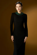 Noir Sculpted Scuba Crystal Embellished Column Gown for women, from IHF ATELIER, The Viet Concept 