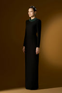 Noir Sculpted Scuba Crystal Embellished Column Gown for women, from IHF ATELIER, The Viet Concept 