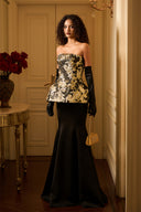 Floral Metallic Jacquard Corset Mermaid Gown for women, from IHF ATELIER, The Viet Concept 