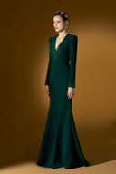 Emerald Crystal V-Neck Long Sleeve Mermaid Gown for women, from IHF ATELIER, The Viet Concept 